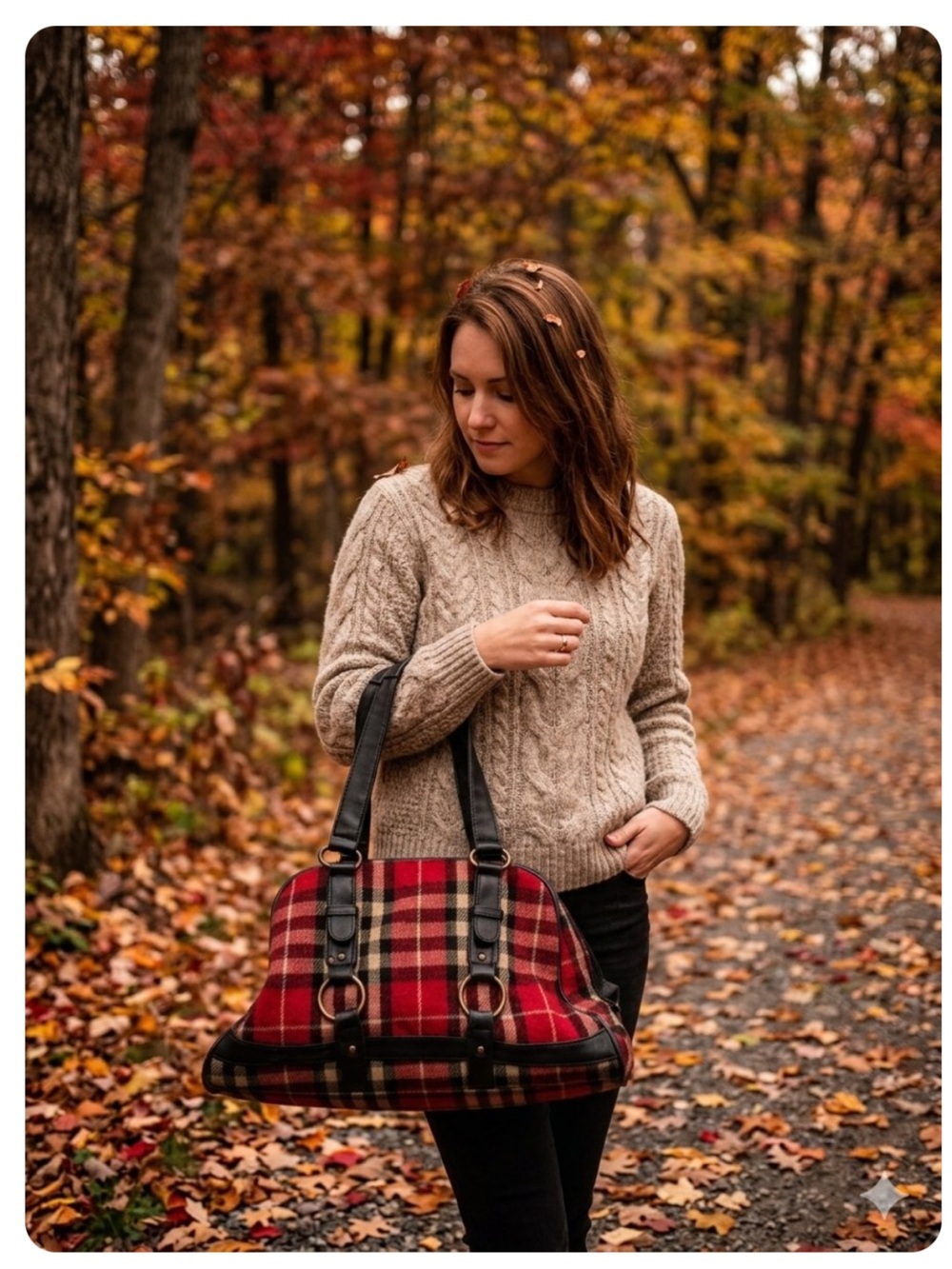 Rare find -Vintage Wool Plaid bowler style bag -travel-work-commute -Sz L-EUC 🍂​